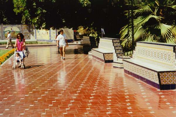 A tiled plaza in Mendoza