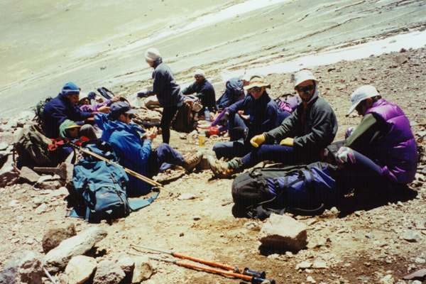 Resting at the 'change of slope' on Aconcagua