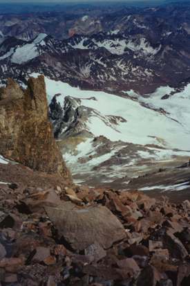 Looking down the Canaleta on Aconcagua