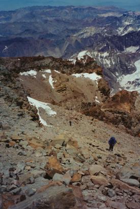 The final part of the Canaleta on Aconcagua