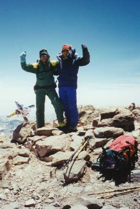 Nigel Roberts and Daniel Aliesso on the summit of Aconcagua