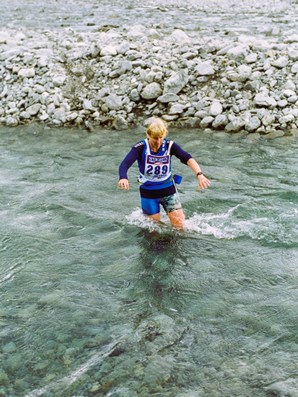 C-to-C-036: Annette during a river crossing.