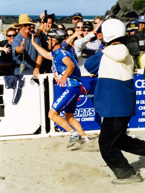 C-to-C-064: Steve Gurney in the finishing chute.