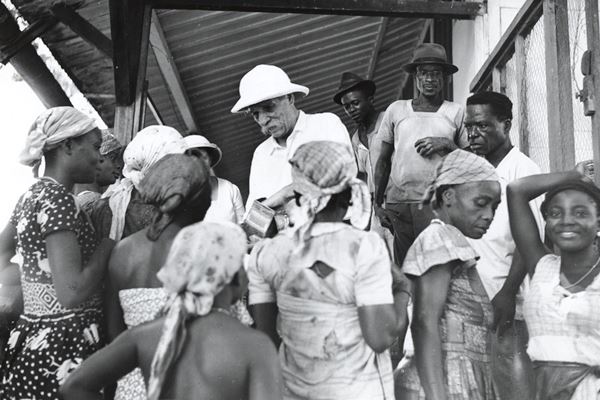 Albert Schweitzer and Africans at Lambarene